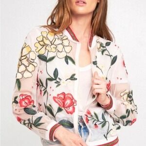 Aratta Silent Journey Floral Embroidered Mesh Jacket Garden Party Fairy Boho XS